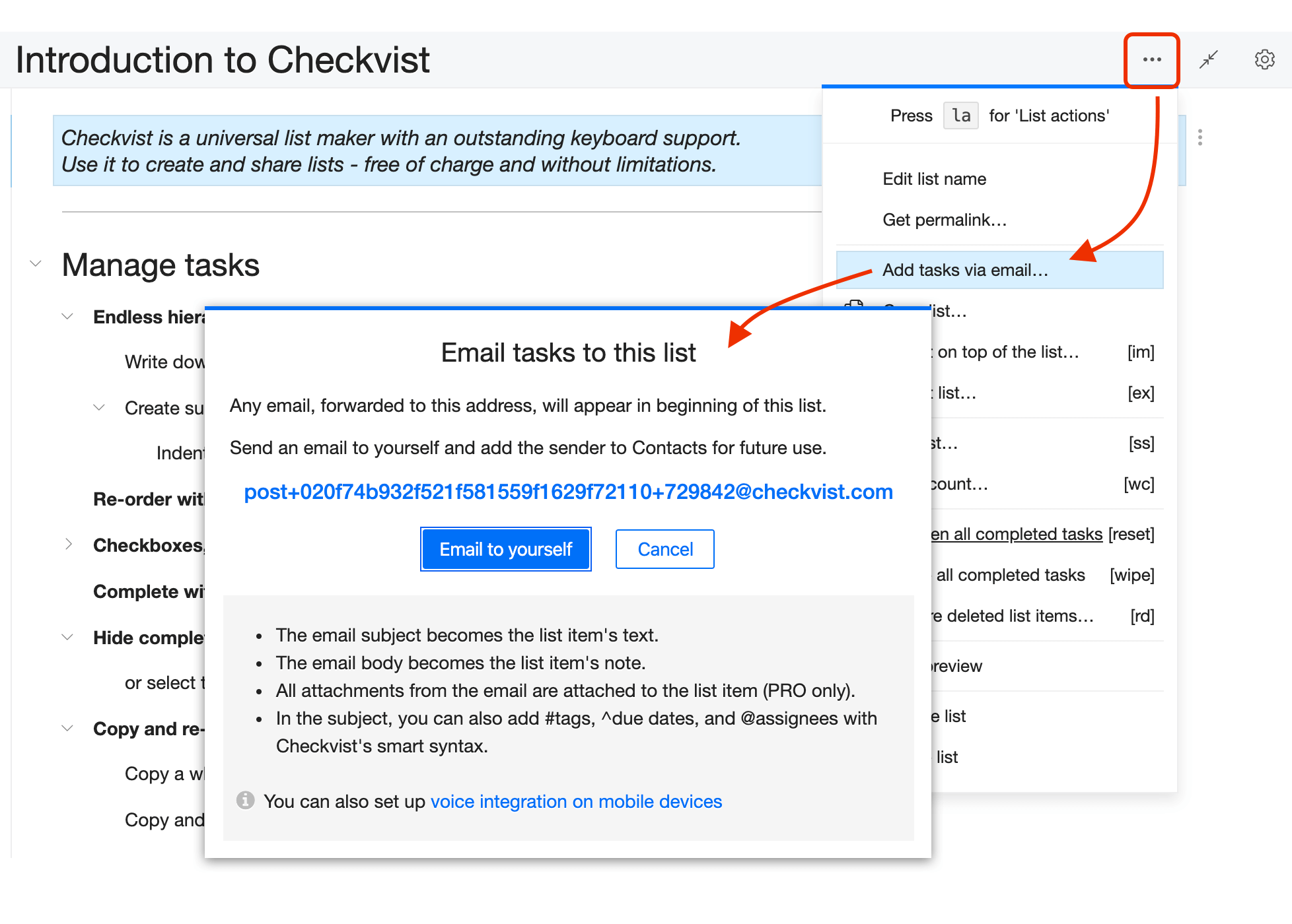 Add tasks via email